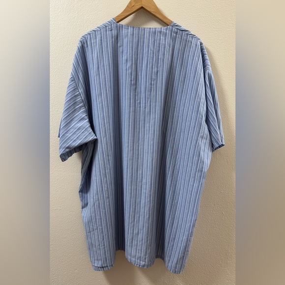 Men's State o Maine 2XLT Sleepshirt Short Sleeve Blue Pinstripe Button Down - Picture 2 of 8